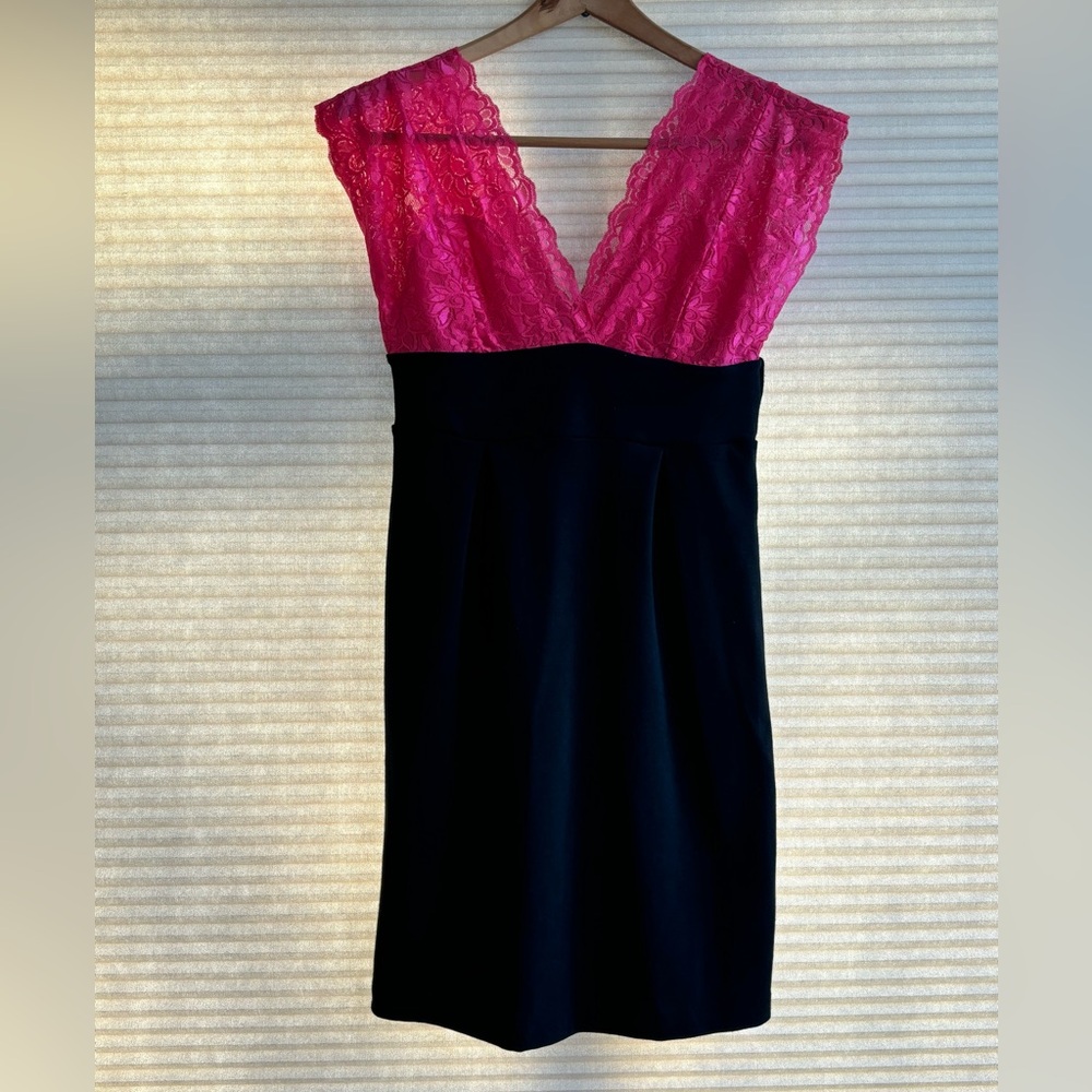 Vintage Wet Seal Y2K Pink Black Lace Top Bodycon Sleeveless Dress
